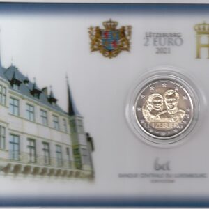 2021 Lussemburgo € 2 40° Anniversario Matrimonio Granduca Henri e Granduchessa Maria Teresa - € 2 100° Nascita Granduca Jean due Card