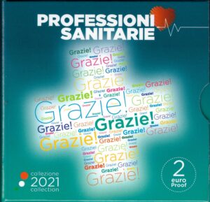 2021 Italia € 2 Professioni Sanitarie fondo specchio cofanetto