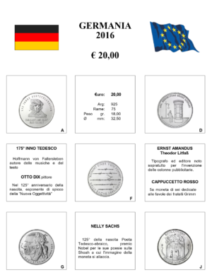 2016 Germania € 20 Aggiornamento Monetando