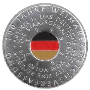 2019 Germania € 20 Argento 100 anni Impero di Weimar