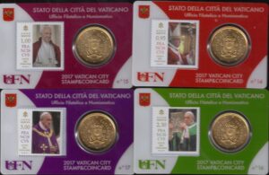 2017 Vaticano Stamp & Coin Card n° 14-15-16-17