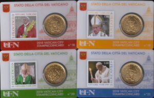2018 Vaticano Stamp & Coin Card n° 18-19-20-21
