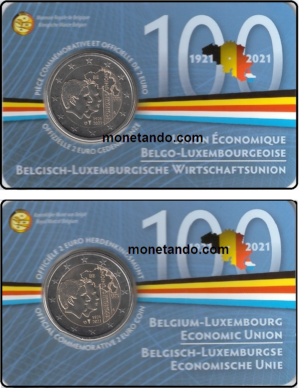 2021 Belgio € 2 100° Unione Economica Belgio-Lux Card due versioni