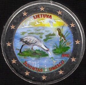2021 Lituania 2 € Lago Zuvintas Biosfera colore