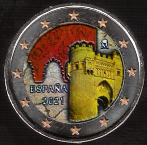 2021 Spagna € 2 Città Storica di Toledo Colore