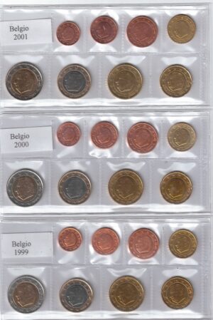 1999/2000/2001 Belgio tre Serie annuale 8 valori sfusa Re Alberto II