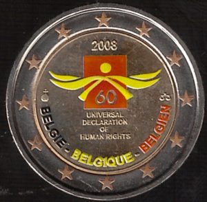 2008 Belgio € 2 Diritti Umani Colore