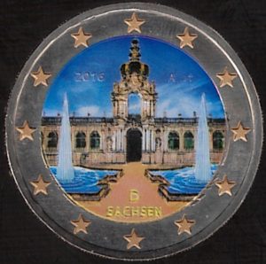 2016 Germania € 2 Dresda zecca casuale Colore