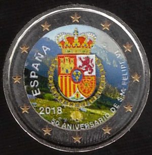 2018 Spagna € 2 Compleanno Felipe VI Colore
