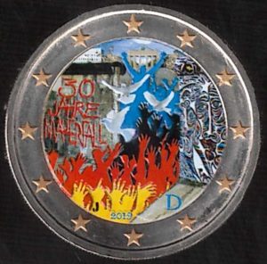 2019 Germania € 2 Caduta del Muro di Berlino zecca casuale Colore