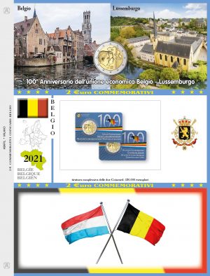 2021 Belgio € 2 100° Unione Economica Belgio-Lux in Card Aggiornamento Abafil