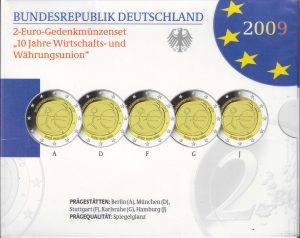 2009 Germania € 2 EMU 5 zecche Folder Proof