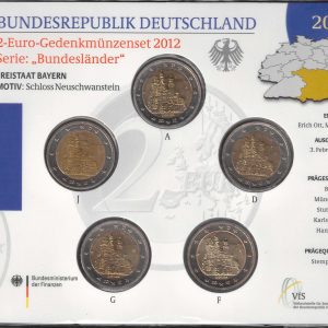 2012 Germania € 2 Castelli Neuschwanstein 5 zecche Folder