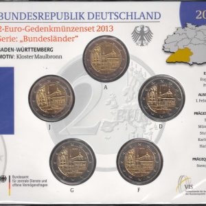 2013 Germania € 2 Monastero di Maulbronn 5 zecche Folder