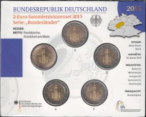 2015 Germania € 2 Chiesa di S. Paolo, Hessen 5 Zecche Folder