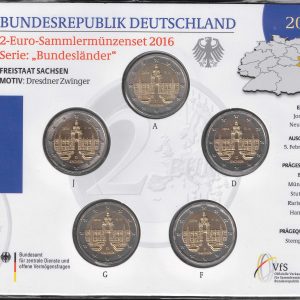 2016 Germania € 2 Zwinger di Dresda 5 zecche Folder