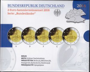 2018 Germania € 2 Castello di Charlottenburg 5 zecche Card