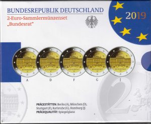 2019 Germania € 2 70° Bundesratt 5 zecche Card