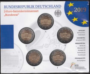 2019 Germania € 2 70° Bundesrat 5 zecche Folder