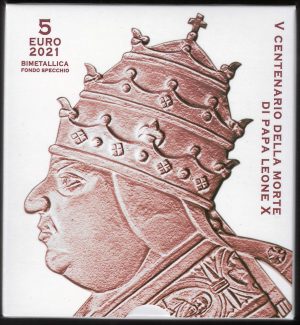 2021 Vaticano € 5 Bimetallico Papa Leone X
