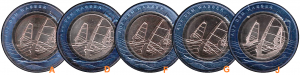 2021 Germania € 10 Il vento sull'acqua 5 zecche Bimetallico con polimero -Windsurf a vela- - immagine 2