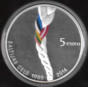2014 Lettonia 5€ La Via Baltica FS