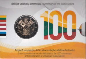 2018 Lituania 2€ 100° Indipendenza Stati Baltici in coincard