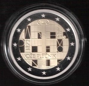 2022 Slovenia € 2 Joze Plecnik Fondo Specchio