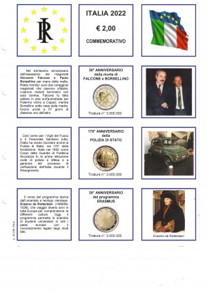 2022 Italia € 2 Commemorativi Aggiornamento Monetando