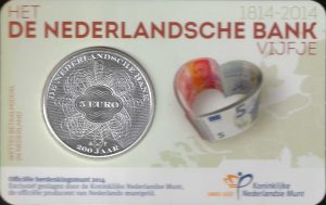 2014 Olanda € 5 Card 200 Anni della Banca Centrale