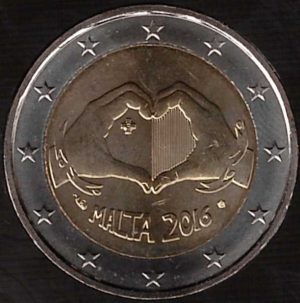 2016 Malta € 2 Bimbi Amore in capsula con simbolo cornucopia