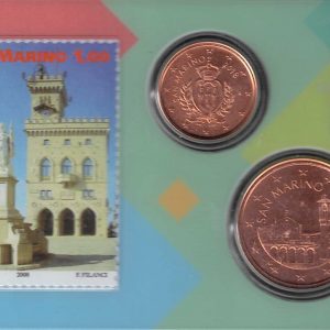 2018 San Marino stamp and coin € 0,05 + € 0,01 + francobollo