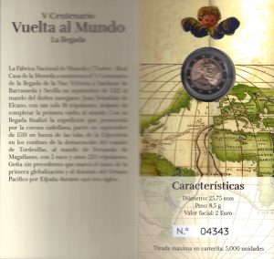 2022 Spagna € 2 Juan Sebastian Elcano Fondo Specchio - immagine 2