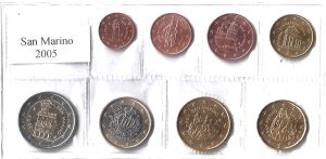 2005 San Marino serie annuale 8 valori sfusi FdC