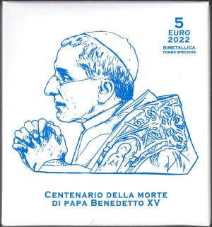 2022 Vaticano € 5 Bimetallico Papa Benedetto XV