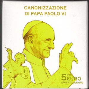 2018 Vaticano € 5 Canonizzazione Papa Paolo VI° Argento e oro Fondo specchio