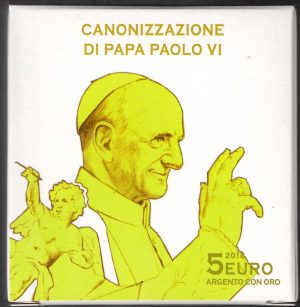2018 Vaticano € 5 Canonizzazione Papa Paolo VI° Argento e oro Fondo specchio