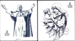 2022 Vaticano € 2 Madre Teresa e Paolo VI Fondo Specchio la coppia