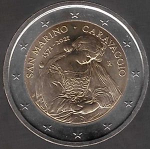 2021 San Marino € 2 Caravaggio senza folder