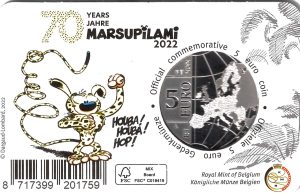 2022 Belgio € 5 70° anniversario Marsupilami colorata card - immagine 2