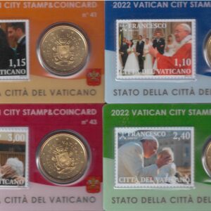 2022 Vaticano Stamp & Coin Card n° 40 - 41 - 42 - 43