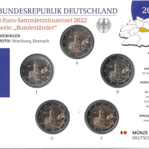 2022 Germania € 2 Amburgo 5 zecche Folder