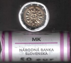 2023 Slovacchia € 2 100° Prima Trasfusione rotolino 25 monete
