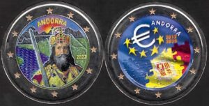 2022 Andorra € 2 Carlo Magno e Accordo Monetario coppia Colore