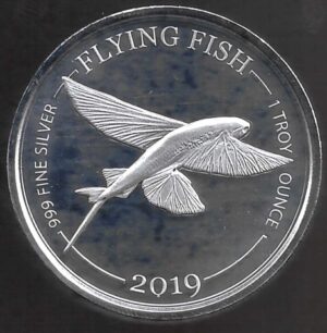 2019 Barbados 1 oncia Flying Fish