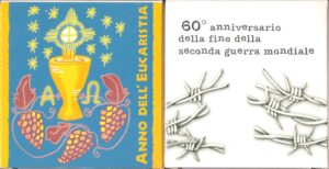 2005 Vaticano € 5 +€ 10 Anno dell'Eucarestia, Fine della Guerra mondiale la coppia in cofanetto