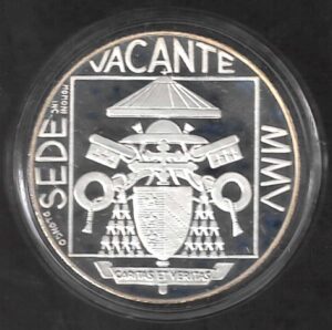 2005 Vaticano € 5 Sede Vacante Arg Fondo Specchio in capsula