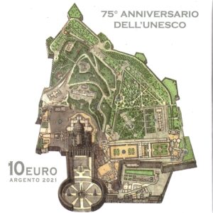 2021 Vaticano € 10 75° Anniversario Dell'Unesco Argento Fondo Specchio