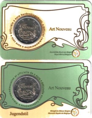 2023 Belgio € 2 Art Nuveau Card due versioni