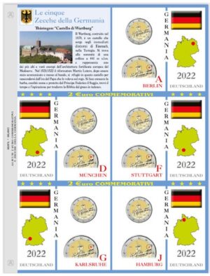2022 Germania € 2 Castello di Wartburg di Eisenach Aggiornamento Abafil